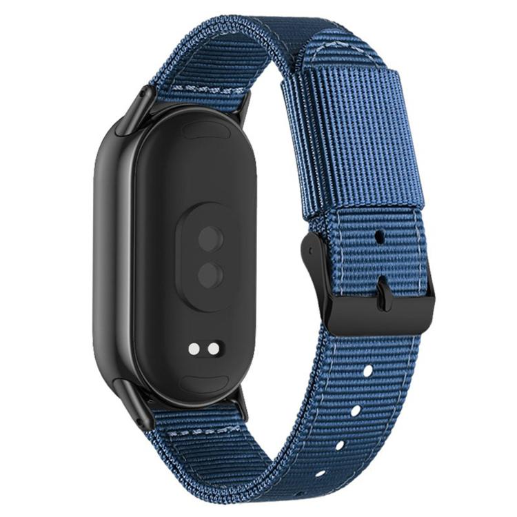 Black Pin Buckle Single Color Woven Nylon Watch Band, For Xiaomi Smart Band 10 / 9 / 8
