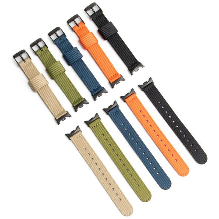 Black Pin Buckle Single Color Woven Nylon Watch Band, For Xiaomi Smart Band 10 / 9 / 8