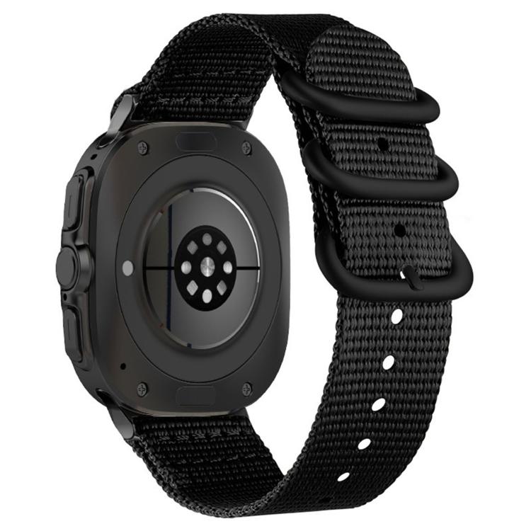Dual Ring Black Buckle Single Color Nylon Watch Band, For Samsung Galaxy Watch Ultra 47mm / Ultra 2025