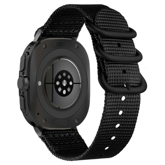 Dual Ring Black Buckle Single Color Nylon Watch Band, For Samsung Galaxy Watch Ultra 47mm / Ultra 2025