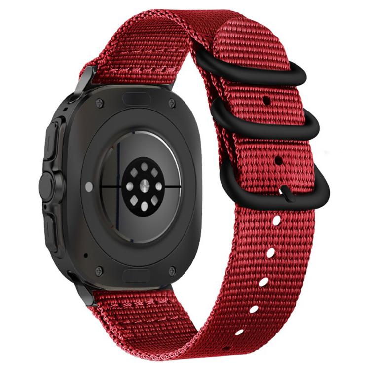 Dual Ring Black Buckle Single Color Nylon Watch Band, For Samsung Galaxy Watch Ultra 47mm / Ultra 2025