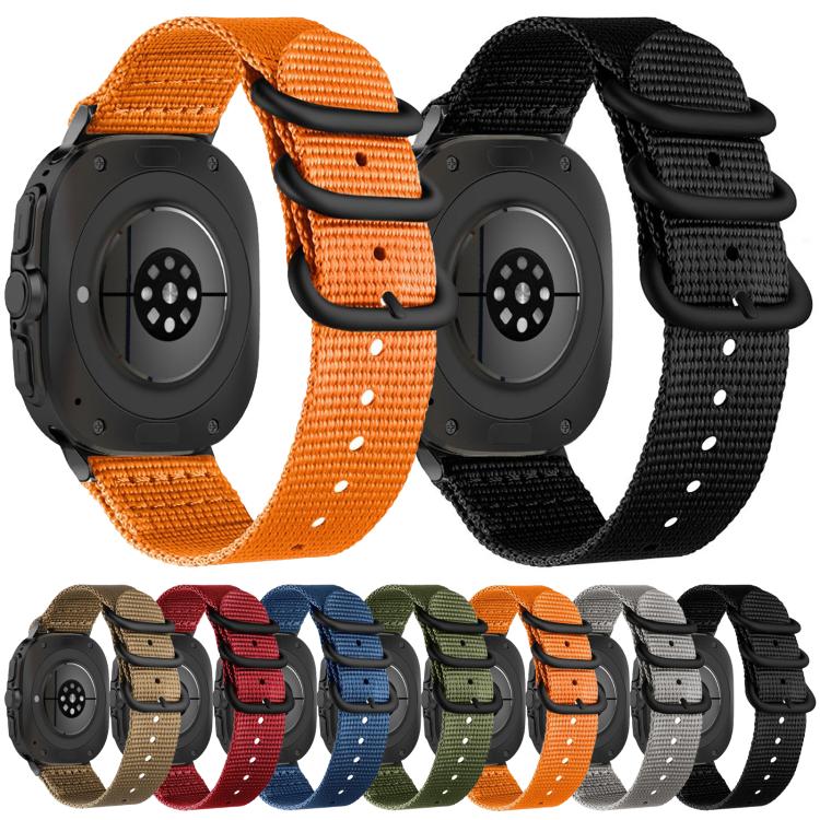 Dual Ring Black Buckle Single Color Nylon Watch Band, For Samsung Galaxy Watch Ultra 47mm / Ultra 2025