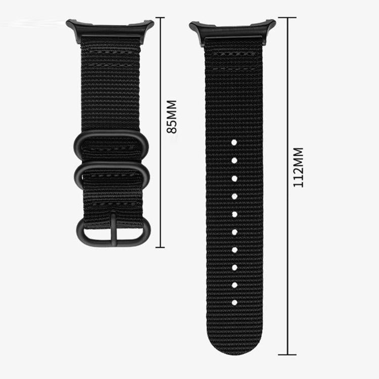 Dual Ring Black Buckle Single Color Nylon Watch Band, For Samsung Galaxy Watch Ultra 47mm / Ultra 2025