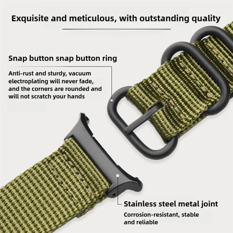 Dual Ring Black Buckle Single Color Nylon Watch Band, For Samsung Galaxy Watch Ultra 47mm / Ultra 2025