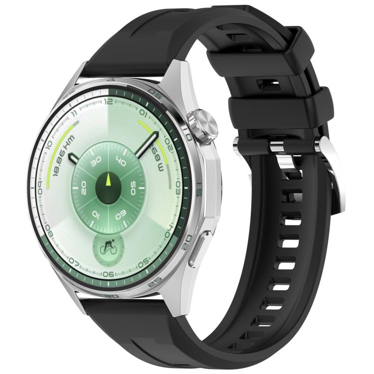 Press Button Quick Release Groove Solid Color Silicone Watch Band, 22mm