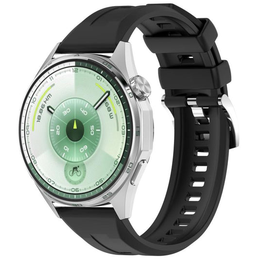 Press Button Quick Release Groove Solid Color Silicone Watch Band, 22mm