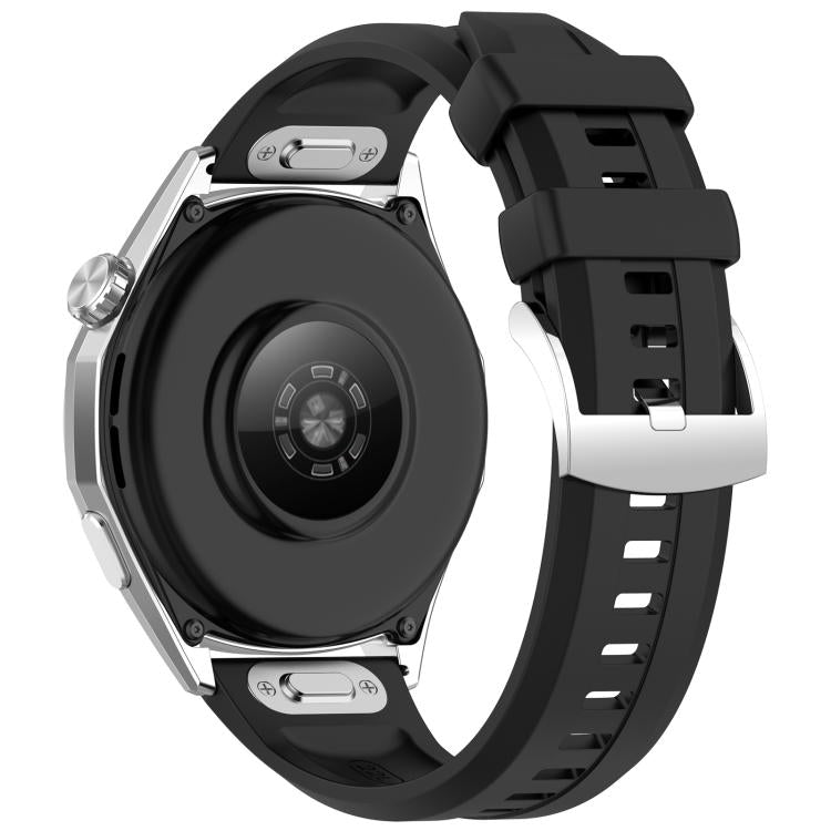 Press Button Quick Release Groove Solid Color Silicone Watch Band, 22mm