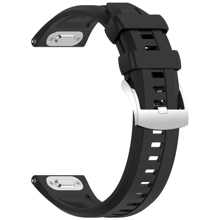 Press Button Quick Release Groove Solid Color Silicone Watch Band, 22mm
