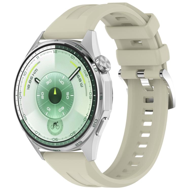 Press Button Quick Release Groove Solid Color Silicone Watch Band, 22mm