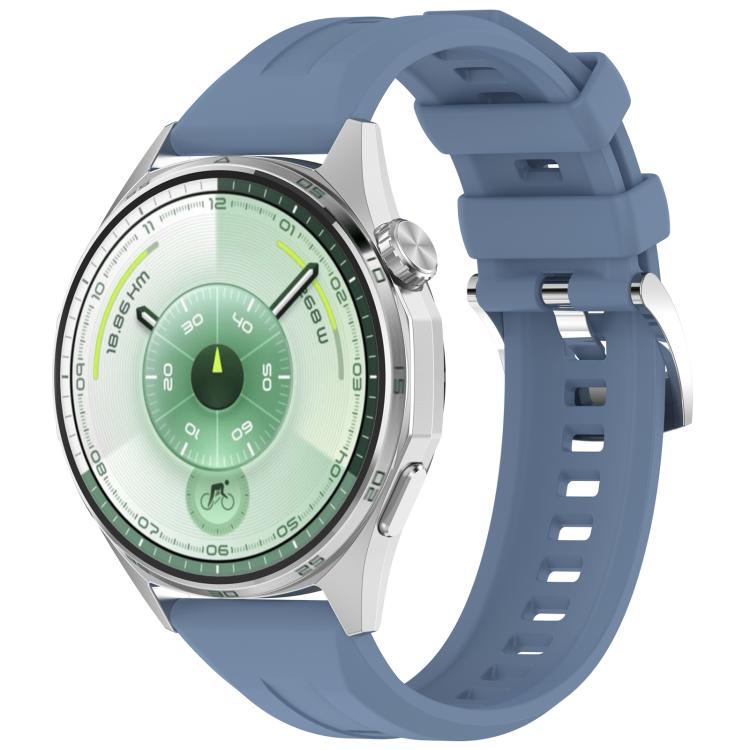 Press Button Quick Release Groove Solid Color Silicone Watch Band, 22mm