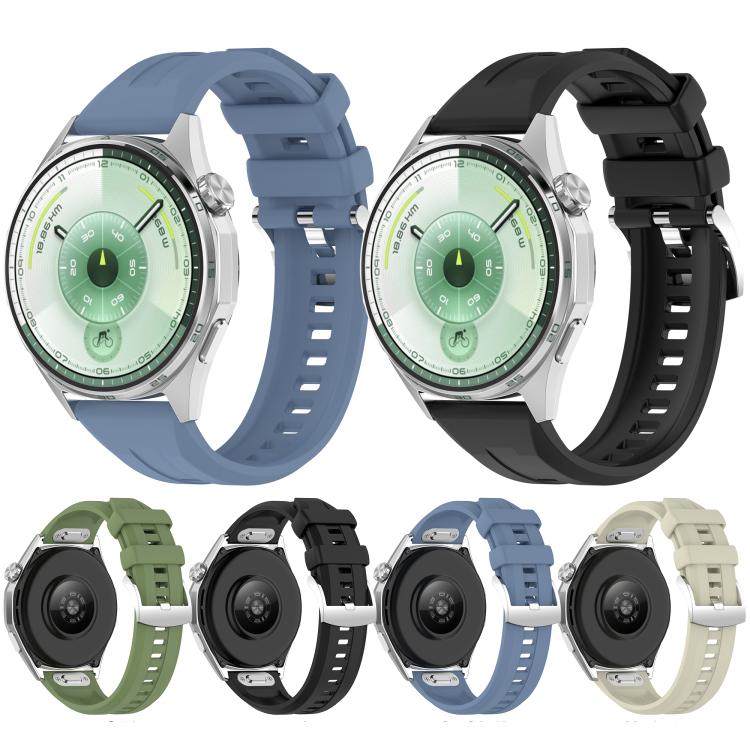 Press Button Quick Release Groove Solid Color Silicone Watch Band, 22mm