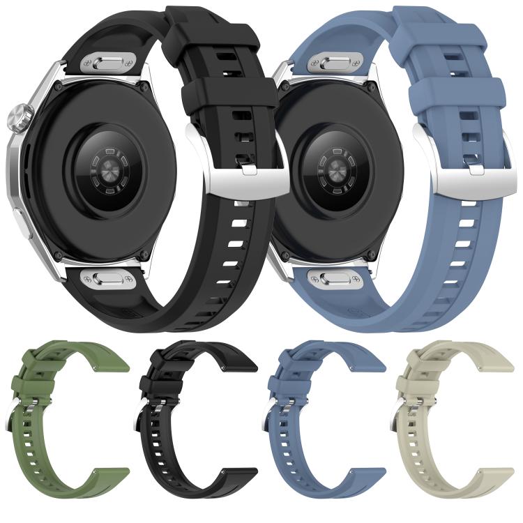 Press Button Quick Release Groove Solid Color Silicone Watch Band, 22mm