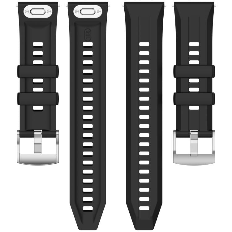 Press Button Quick Release Groove Solid Color Silicone Watch Band, 22mm