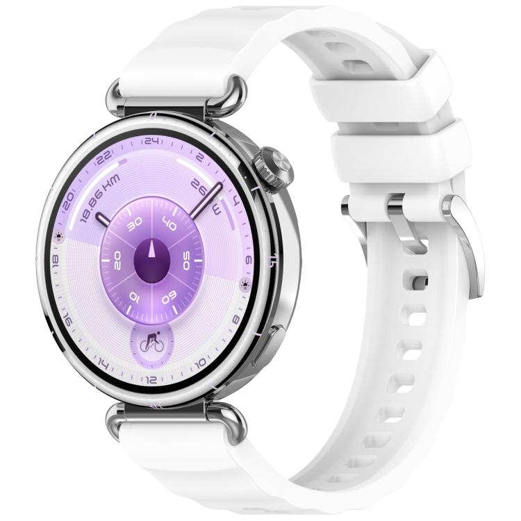 Press Button Quick Release Wave Texture Silicone Watch Band, 18mm