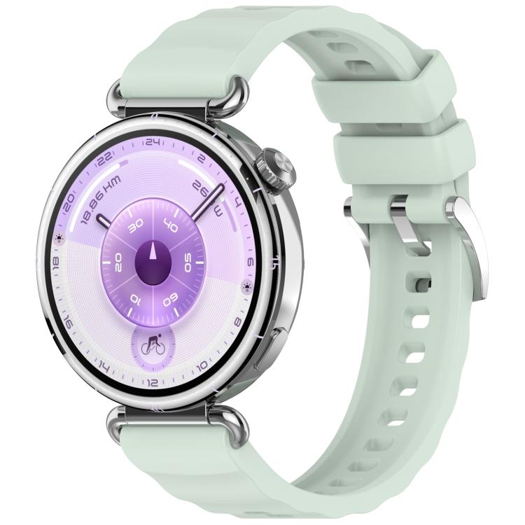 Press Button Quick Release Wave Texture Silicone Watch Band, 18mm