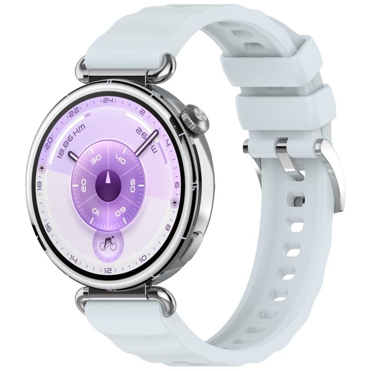 Press Button Quick Release Wave Texture Silicone Watch Band, 18mm
