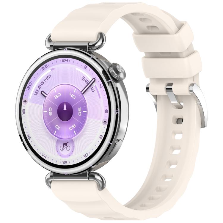 Press Button Quick Release Wave Texture Silicone Watch Band, 18mm