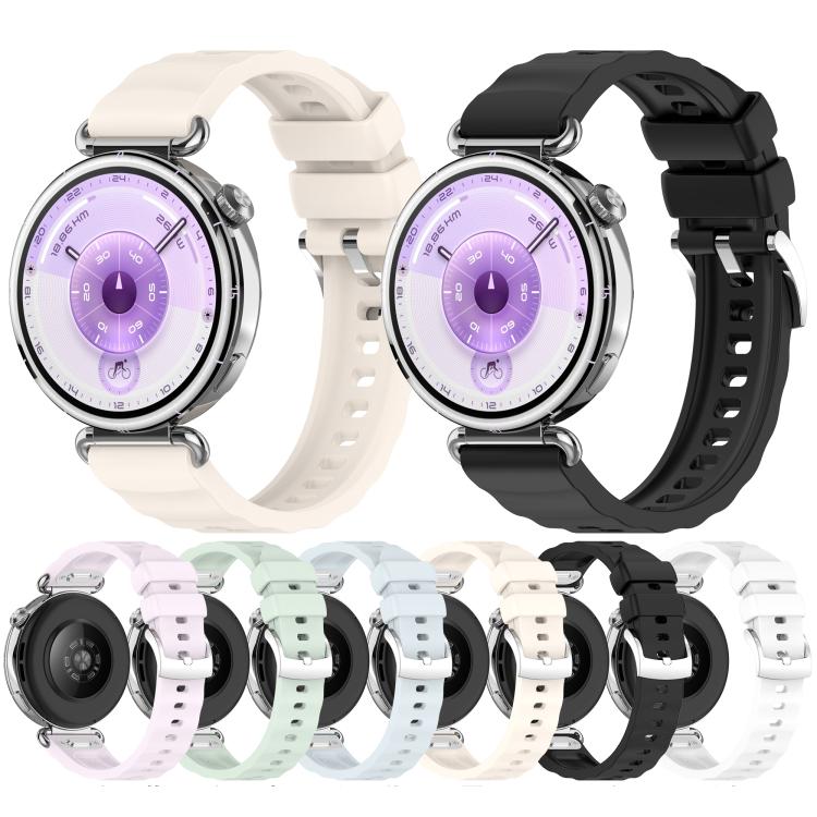 Press Button Quick Release Wave Texture Silicone Watch Band, 18mm