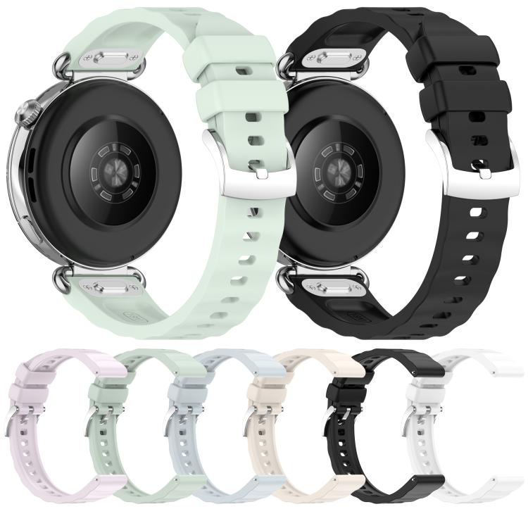 Press Button Quick Release Wave Texture Silicone Watch Band, 18mm