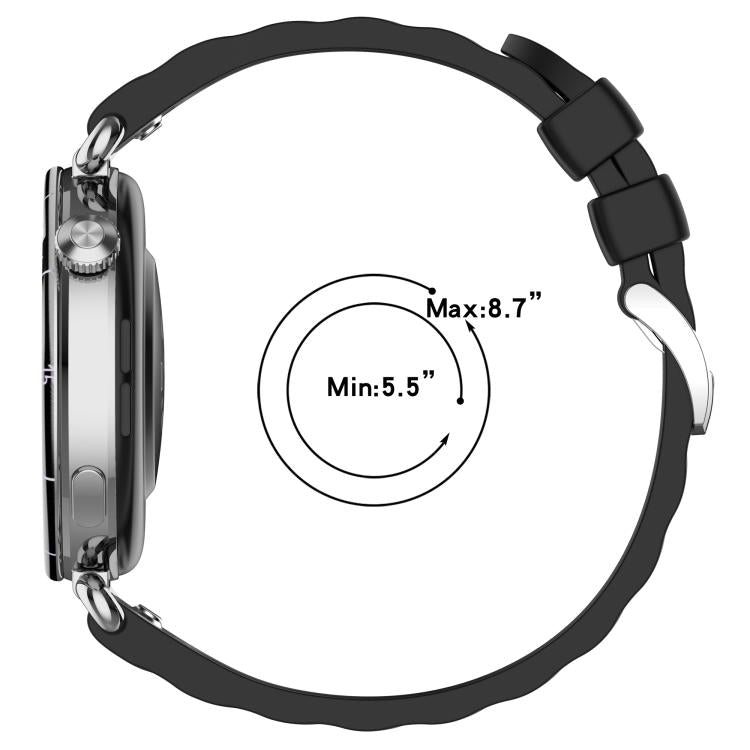 Press Button Quick Release Wave Texture Silicone Watch Band, 18mm