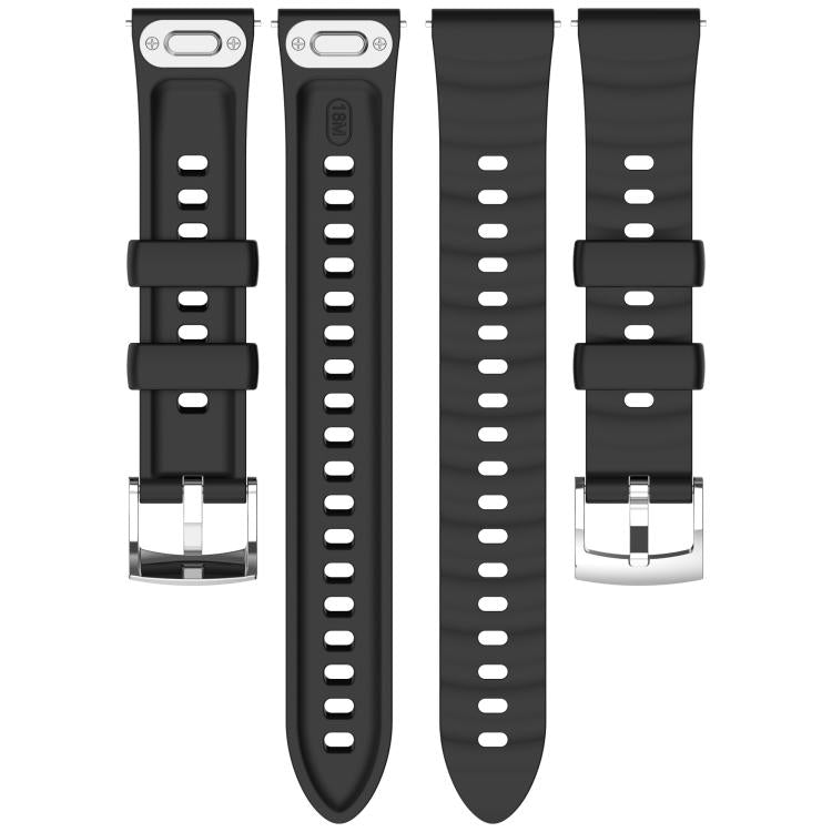 Press Button Quick Release Wave Texture Silicone Watch Band, 18mm