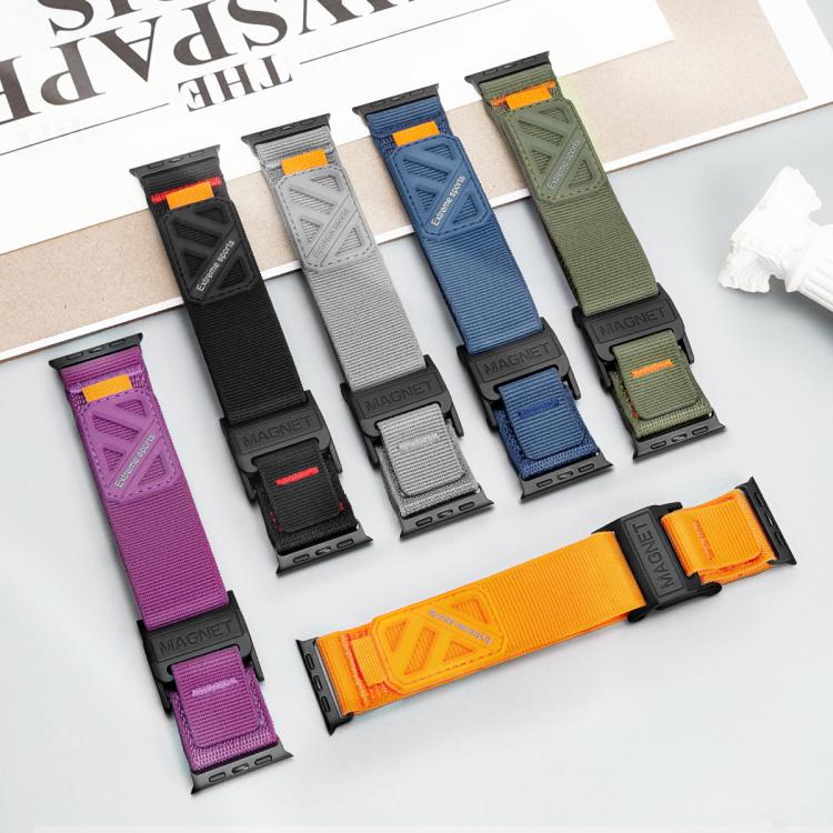 Magnetic Loop Nylon Hook and Loop Fastener Watch Band, For Apple Watch 46mm / 49mm / 45mm / 44mm, For Apple Watch 42mm / 41mm / 40mm / 38mm