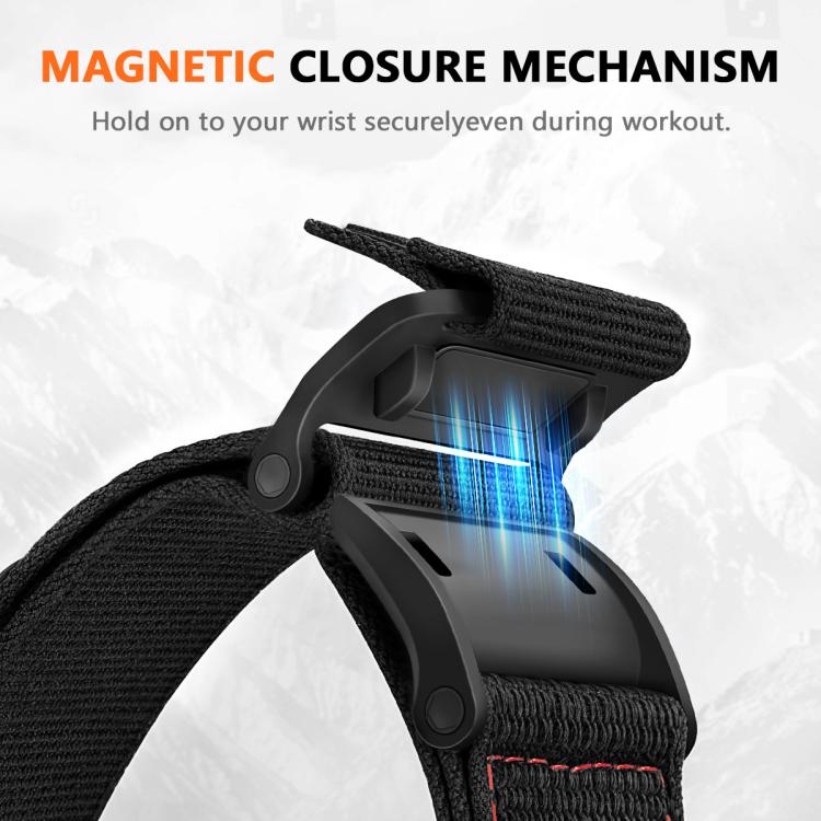 Magnetic Loop Nylon Hook and Loop Fastener Watch Band, For Apple Watch 46mm / 49mm / 45mm / 44mm, For Apple Watch 42mm / 41mm / 40mm / 38mm