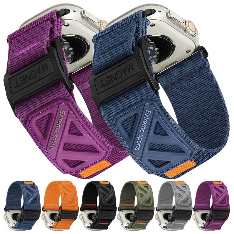 Magnetic Loop Nylon Hook and Loop Fastener Watch Band, For Apple Watch 46mm / 49mm / 45mm / 44mm, For Apple Watch 42mm / 41mm / 40mm / 38mm