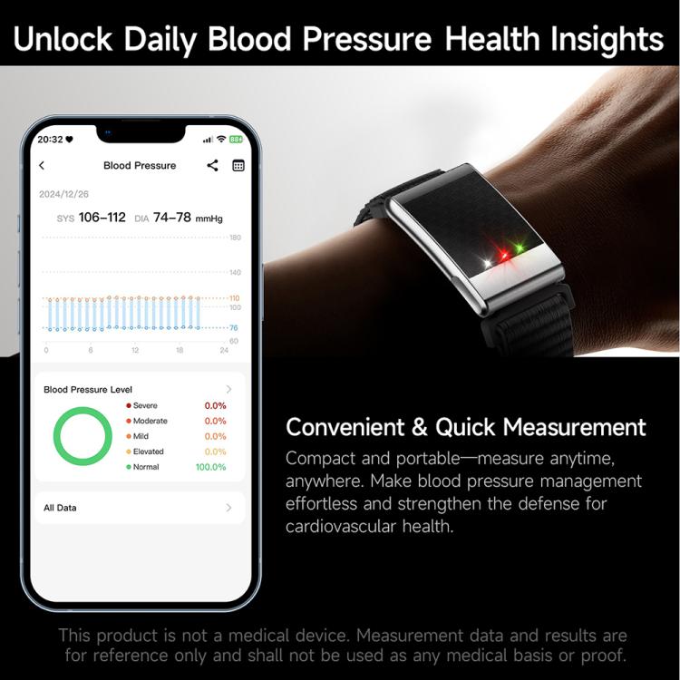 E900 Screenless BT Smart Bracelet Silicone Strap, Support ECG Heart Health Analysis / Health Monitoring