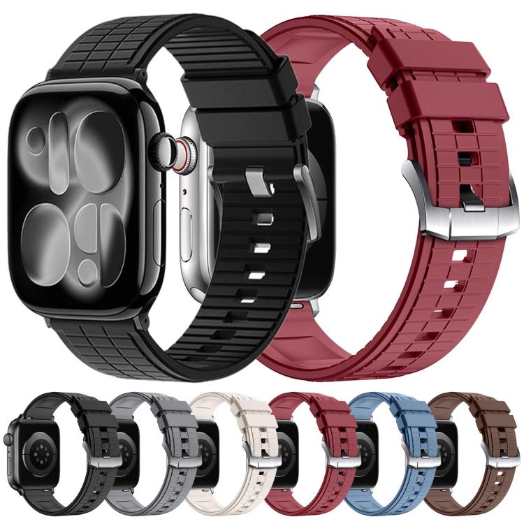 Sports Style Square Texture Fluororubber Watch Band, For Apple Watch 46mm / 49mm / 45mm / 44mm, For Apple Watch 42mm / 41mm / 40mm / 38mm