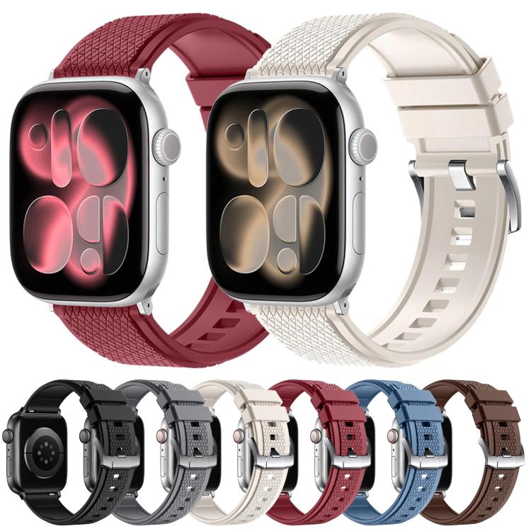 Diamond-Pattern FKM Fluororubber Watch Band, For Apple Watch 46mm / 49mm / 45mm / 44mm, For Apple Watch 42mm / 41mm / 40mm / 38mm