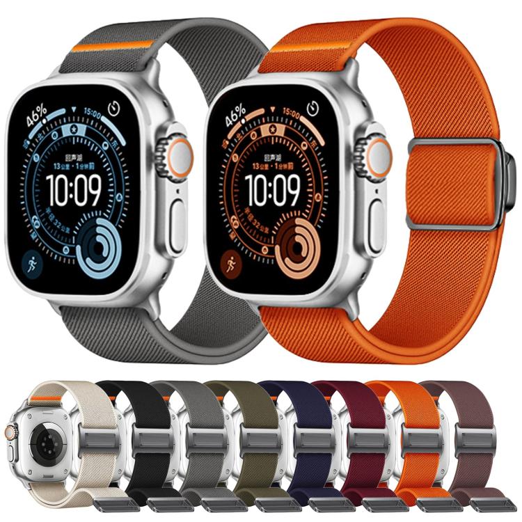 Titanium Magnetic Buckle Elastic Nylon Watch Band, For Apple Watch 46mm / 49mm / 45mm / 44mm, For Apple Watch 42mm / 41mm / 40mm / 38mm
