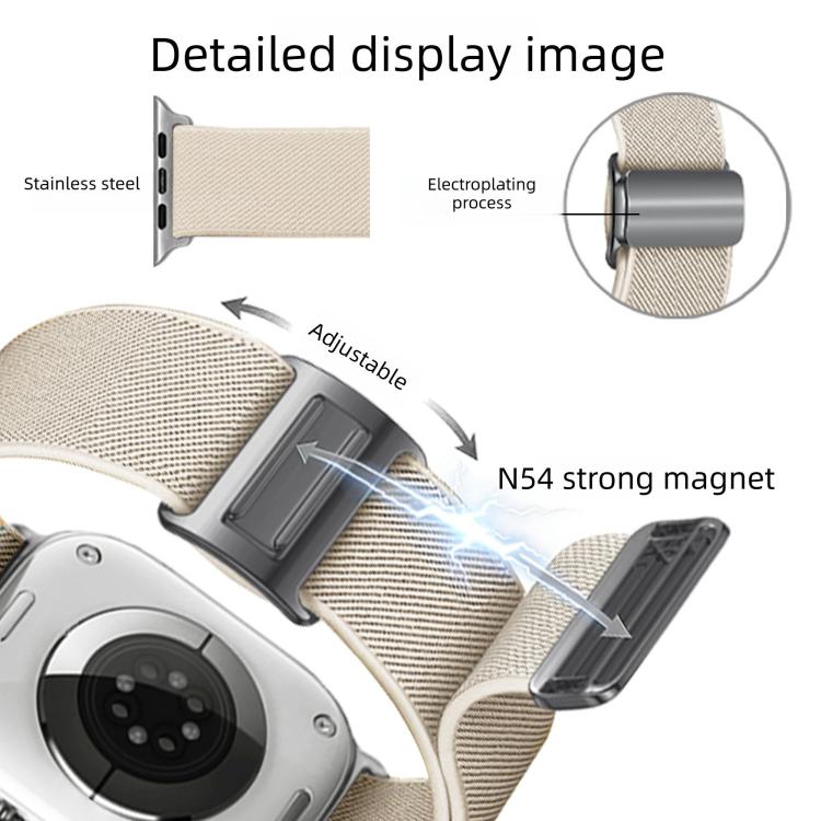 Titanium Magnetic Buckle Elastic Nylon Watch Band, For Apple Watch 46mm / 49mm / 45mm / 44mm, For Apple Watch 42mm / 41mm / 40mm / 38mm