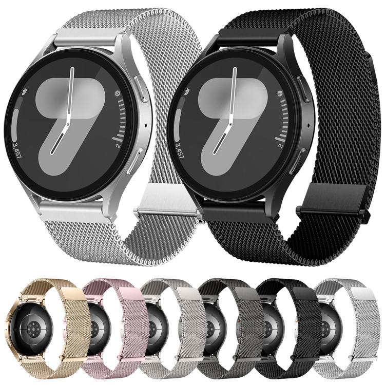 Press Clasp Two Sections Dual Magnetic Milanese Stainless Steel Watch Band, 18mm, 20mm, 22mm