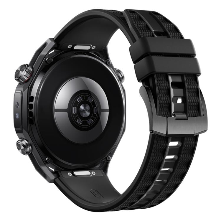 Two Color Press Button Ultimate Design Woven Texture Silicone Watch Band, 22mm