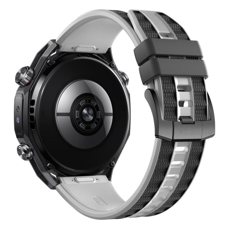 Two Color Press Button Ultimate Design Woven Texture Silicone Watch Band, 22mm