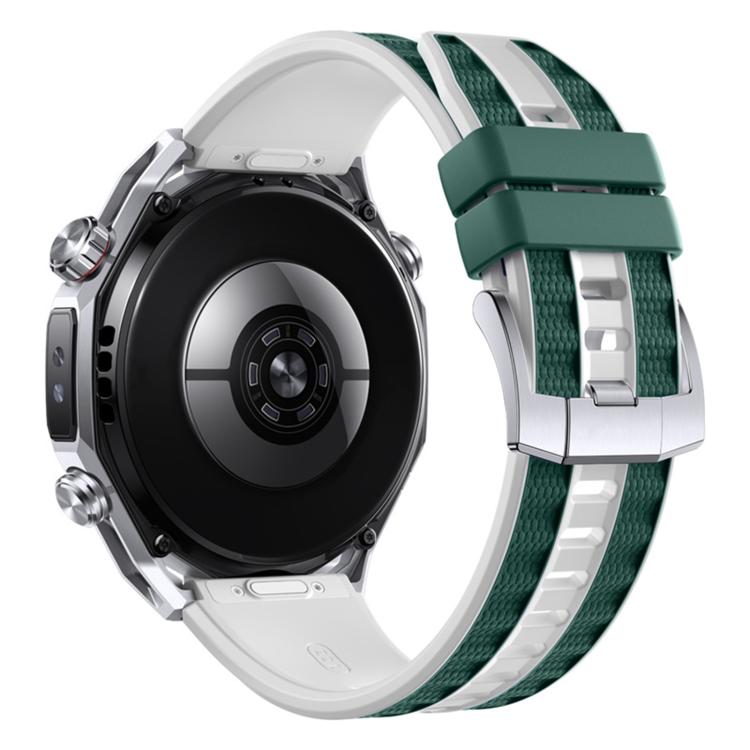 Two Color Press Button Ultimate Design Woven Texture Silicone Watch Band, 22mm