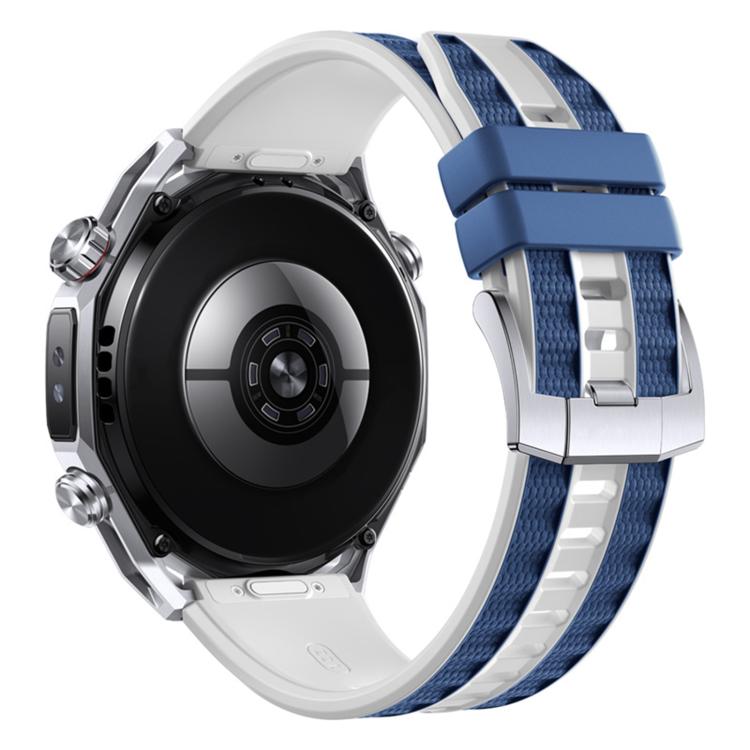 Two Color Press Button Ultimate Design Woven Texture Silicone Watch Band, 22mm