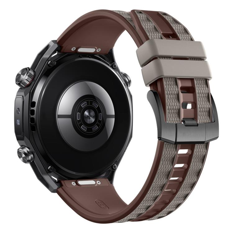 Two Color Press Button Ultimate Design Woven Texture Silicone Watch Band, 22mm