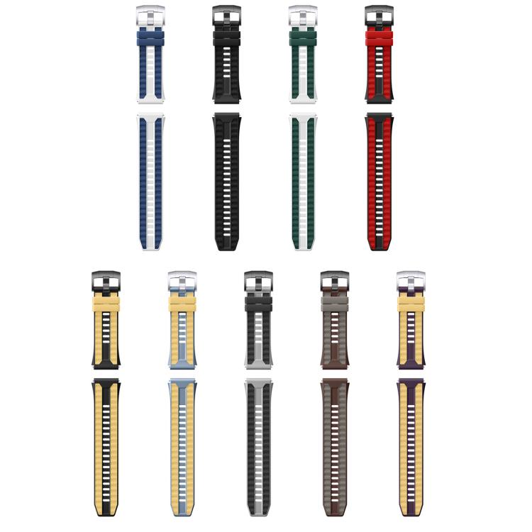 Two Color Press Button Ultimate Design Woven Texture Silicone Watch Band, 22mm
