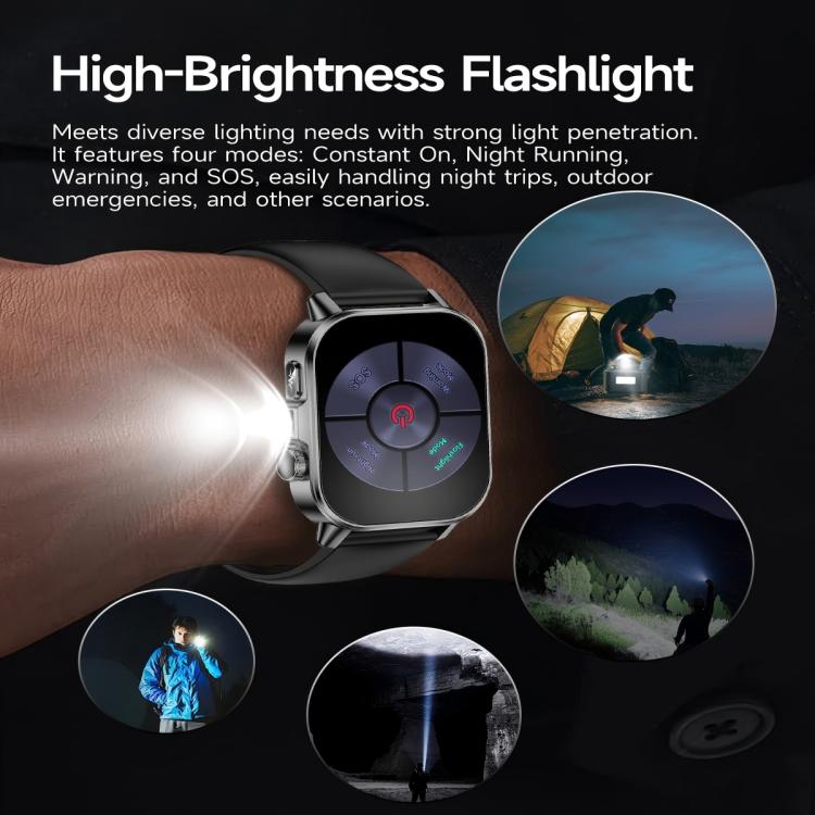 ET571 2.0 inch Color Screen BT Smart Watch Silicone Strap, Support Health Monitoring / ECG
