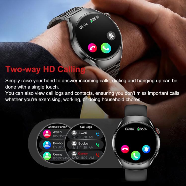 ET460 1.47 inch Color Screen BT Calling Smart Watch Vegan Leather Strap, Support Health Monitoring / ECG