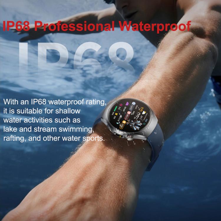 ET460 1.47 inch Color Screen BT Calling Smart Watch Vegan Leather Strap, Support Health Monitoring / ECG