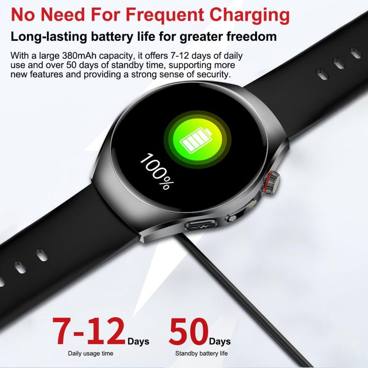 ET460 1.47 inch Color Screen BT Calling Smart Watch Vegan Leather Strap, Support Health Monitoring / ECG