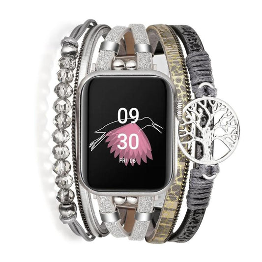 Tree of Life Pendant Metal Genuine Leather Watch Band, For Apple Watch 46mm / 49mm / 45mm / 44mm, For Apple Watch 42mm / 41mm / 40mm / 38mm