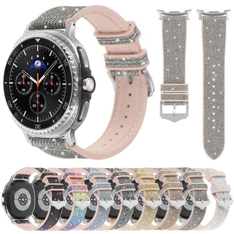 Glitter Skin Vegan Leather Silicone Watch Band, For Samsung Galaxy Watch8 / Watch8 Classic
