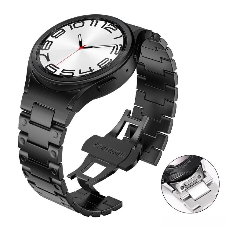 Push Button Mechanical Style Butterfly Clasp Metal Watch Band, For Samsung Galaxy Watch FE / 7 / 6 / 5 / 4