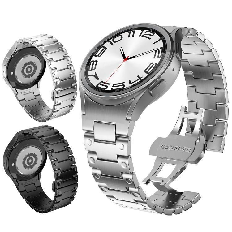 Push Button Mechanical Style Butterfly Clasp Metal Watch Band, For Samsung Galaxy Watch FE / 7 / 6 / 5 / 4