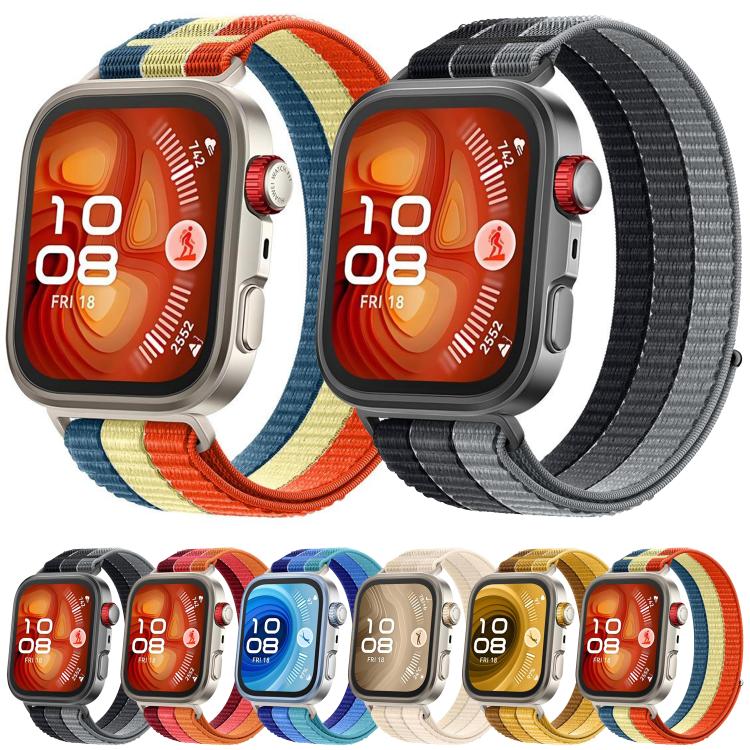 Triple-Loop Nylon Woven Hook and Loop Fastener Watch Band, For Huawei Watch Fit 5 / Fit 5 Pro / Fit 4