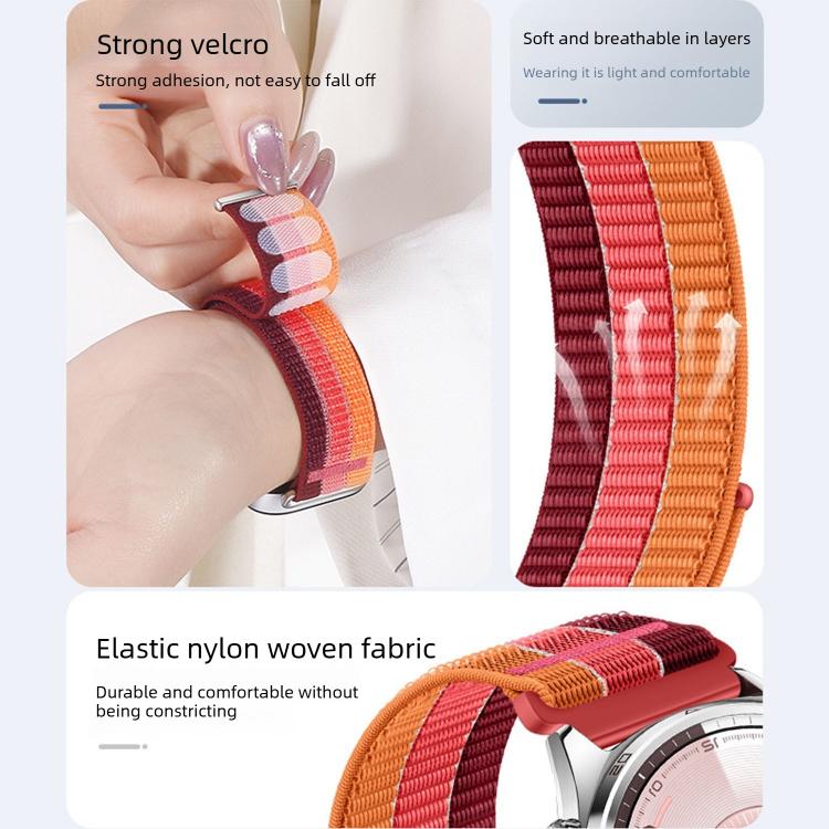 Triple-Loop Nylon Woven Hook and Loop Fastener Watch Band, For Huawei Watch Fit 5 / Fit 5 Pro / Fit 4